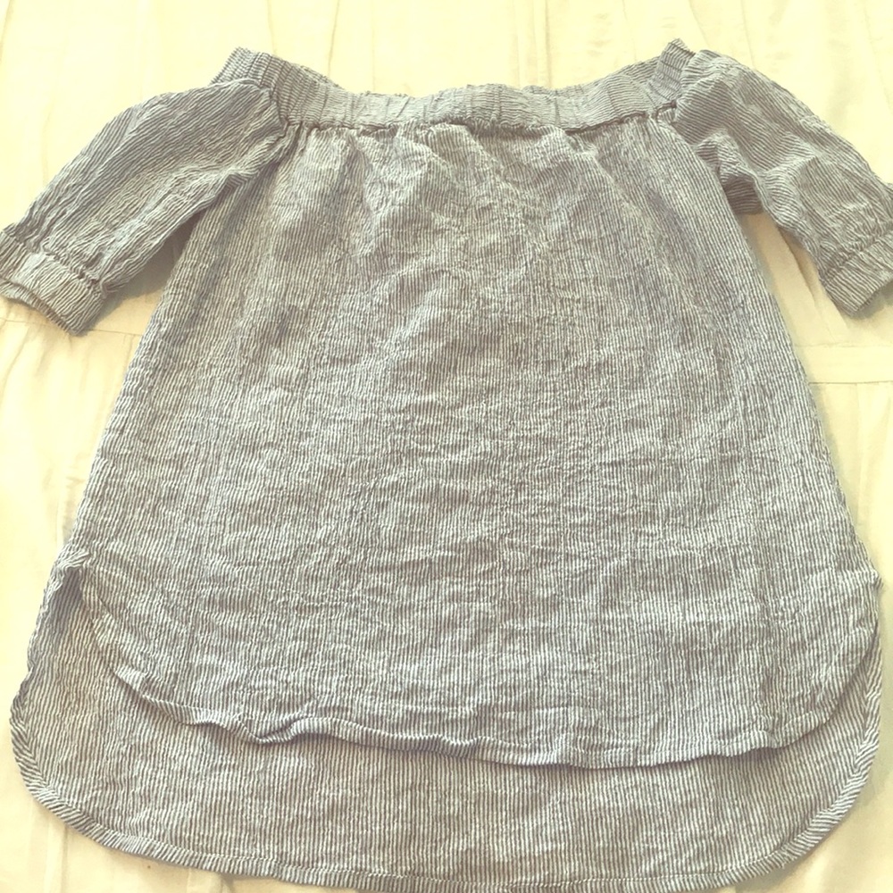 Michael Kors off the shoulder seersucker top XS